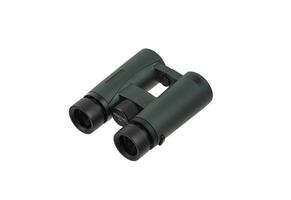 The binoculars are dark green. A modern device for observing objects at a long distance. Isolate on a white back photo