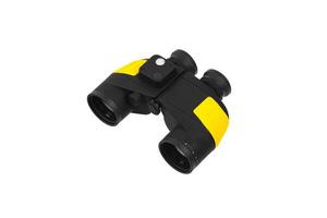 Modern black and yellow waterproof and unsinkable marine binoculars.. Surveillance device. Device for viewing at a distance. Isolate on a white back photo