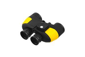 Modern black and yellow waterproof and unsinkable marine binoculars.. Surveillance device. Device for viewing at a distance. Isolate on a white back photo