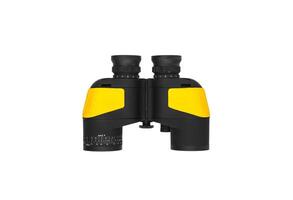 Modern black and yellow waterproof and unsinkable marine binoculars.. Surveillance device. Device for viewing at a distance. Isolate on a white back photo