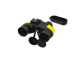 Modern black and yellow waterproof and unsinkable marine binoculars.. Surveillance device. Device for viewing at a distance. Isolate on a white back photo
