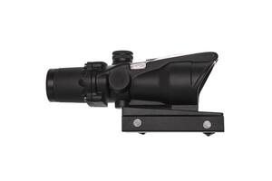 modern black optical scope for weapon isolated on whited. sight scope isolated on white back. photo