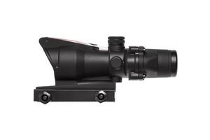 modern black optical scope for weapon isolated on whited. sight scope isolated on white back. photo