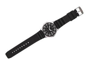 Wristwatch isolate on a white background. Sports wrist watch with a nylon bracelet. Watches for scuba divers. photo