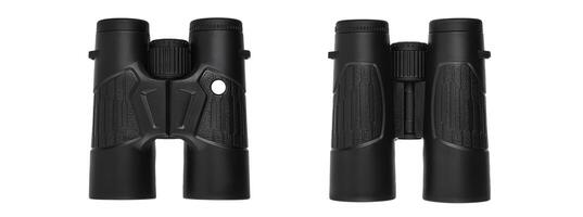 Modern binoculars. An optical instrument for observation at long distances. Isolate on a white back. photo