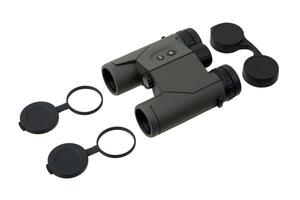 Modern binoculars. An optical instrument for observation at long distances. Isolate on a white back. photo