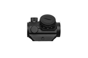 modern black optical scope for weapon isolated on whited. sight scope isolated on white back. photo