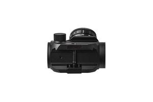 modern black optical scope for weapon isolated on whited. sight scope isolated on white back. photo