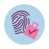 A pink bag with a check mark and a fingerprint vector