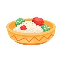 Rice pudding with fruit and nuts in a bowl vector