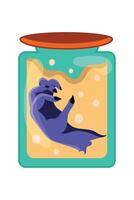 A jar with a cat in it and a cat in the jar vector