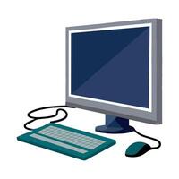 Computer monitor and keyboard isolated on white background illustration vector