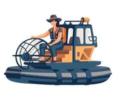 A man is riding on an airboat vector
