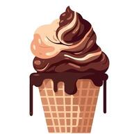 Ice cream with chocolate and caramel illustration vector