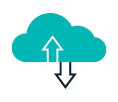 Cloud computing icon with arrow pointing up vector