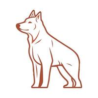 A dog standing on its hind legs, with its head turned to the side vector