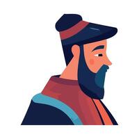 An illustration of a man with a beard and hat vector