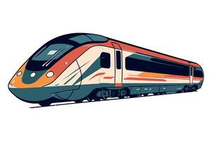 A cartoon train on the tracks with a white background vector