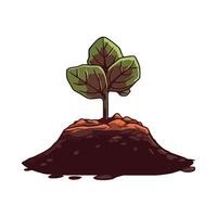 A cartoon plant growing out of the ground vector