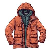 An orange jacket with a hood on it vector