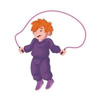 A cartoon boy jumping with a skipping rope vector