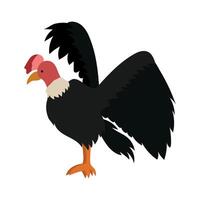 A black bird with red beak and wings vector