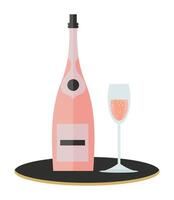 A bottle of champagne and a glass of wine vector