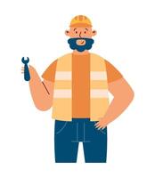 A man with a beard and a wrench vector