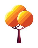A tree with three orange leaves on it vector
