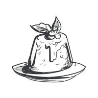A drawing of a pudding with a cherry on top vector