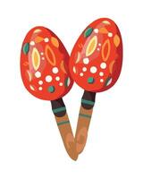 Two maracas with colorful patterns on them vector