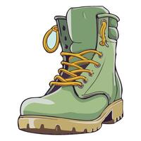 Green military boot illustration vector