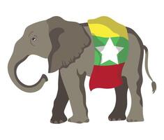 Myanmar flag elephant illustration vector