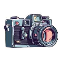 An old camera is shown on a white background vector