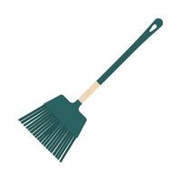 A broom with a green handle on a white background vector