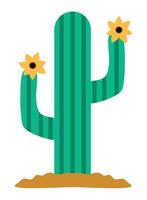 A cactus with two flowers on it vector