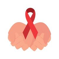 Two hands holding a red ribbon vector