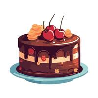 A chocolate cake with cherries on top vector