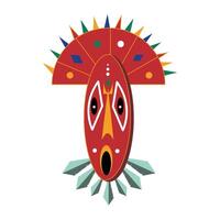 An african mask with a red and green design vector