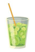 Kiwi cocktail with ice and kiwi slices in a glass vector