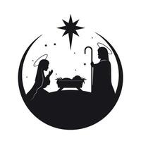 Christmas nativity scene with jesus and mary in the manger vector