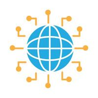 The globe is surrounded by a network of connections vector