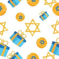 Seamless pattern with jewish symbols vector
