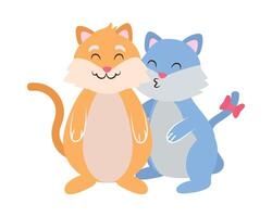 Two cartoon cats are hugging each other vector