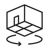 A black and white image of a cube with a arrow pointing to it vector