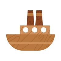 A wooden boat with two chimneys on top vector