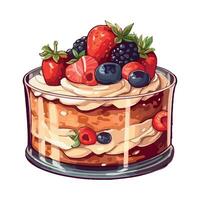 A cake with berries and cream on top vector