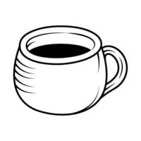 A black and white drawing of a cup of coffee vector