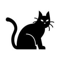 A black cat is sitting on a white background vector