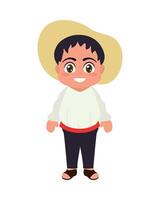 Cartoon mexican boy in traditional clothes vector